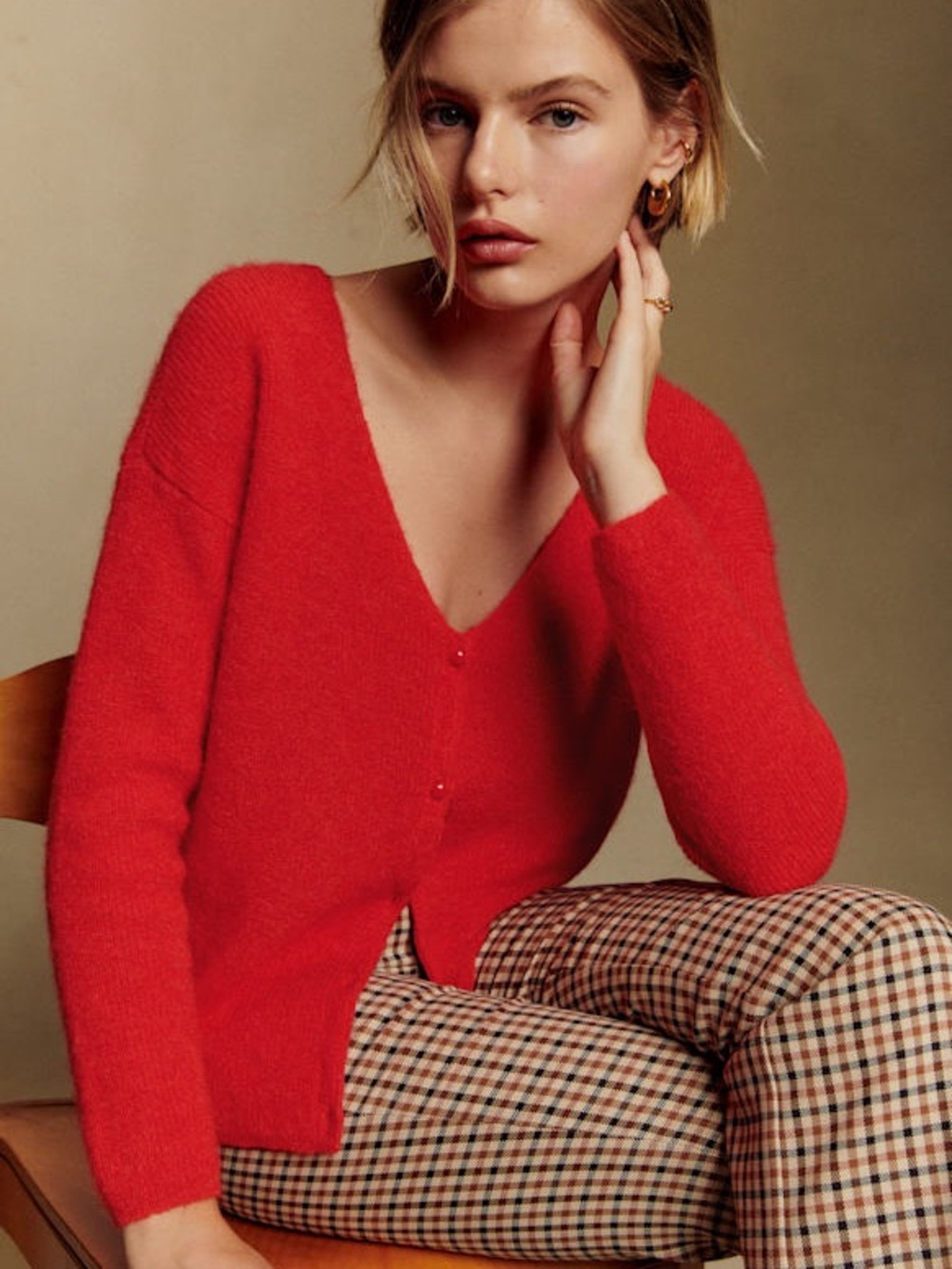 Sezane Barry V‑Neck Button Cardigan